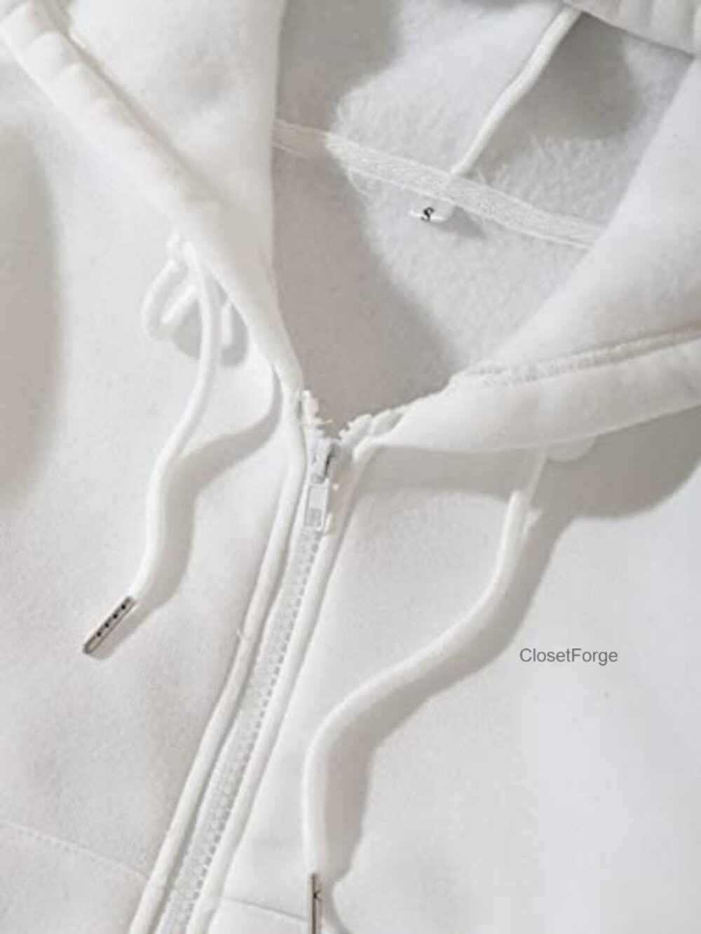 Women's Fleece Full Zip Crop Hoodie Long Sleeve with Pockets - Picture 5 of 6